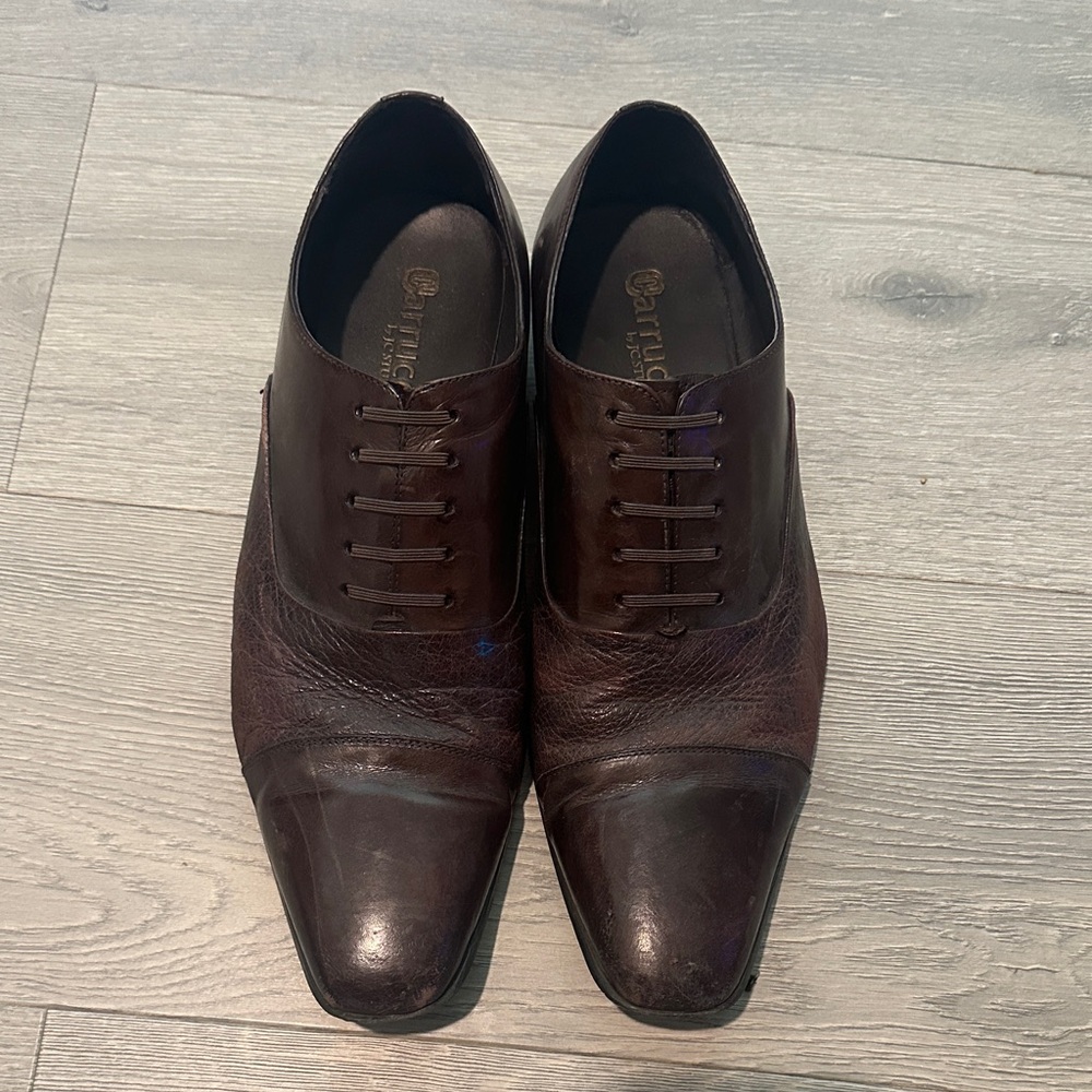 Carrucci Brown Leather Men's Dress Shoes